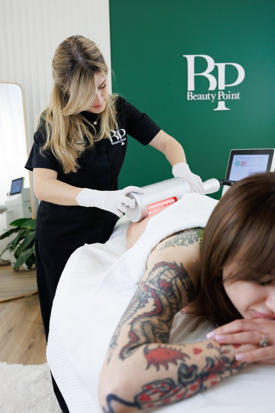 Med-spa professional photographed at her clinic